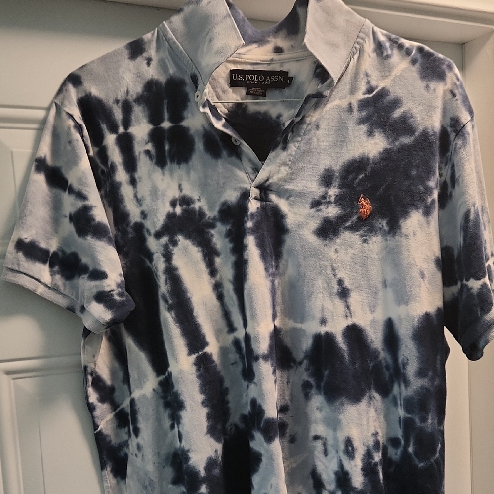 U.S. Polo Assn. Navy & White Tie-Dye Polo